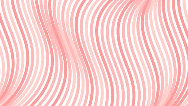 Vector illustration of abstract seamless pattern with curved lines pink color, stripes with optical illusion, vector illustration