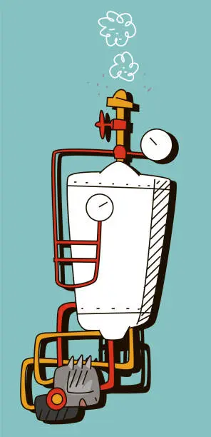 Vector illustration of a cute cartoon combi boiler