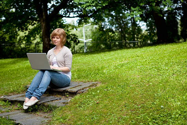 istock Young female with laptop 176895223