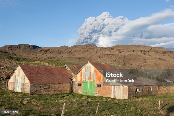 Volcano Eruption In Iceland Ash Sky And Barn Stock Photo - Download Image Now - Erupting, Eyjafjallajokull Glacier, Agriculture