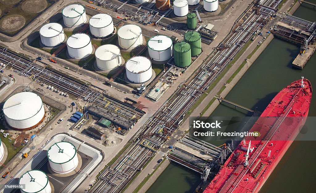 Oil tanker in a harbor Aerial view of an oil tanker at a liquid bulk terminalYou can find more of my industrial shots here: Ship Stock Photo