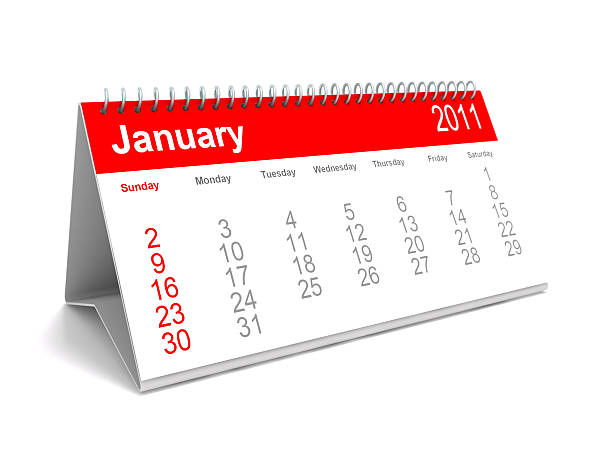 Desk calendar - January 2011 stock photo