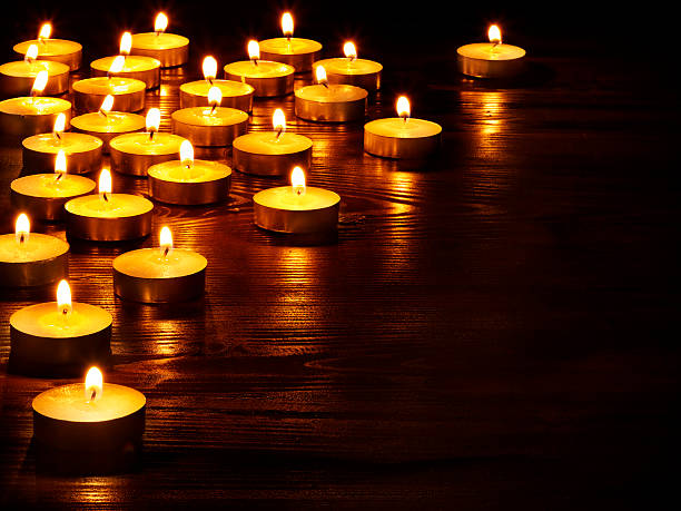 istock Group of candles on black background. 176895908
