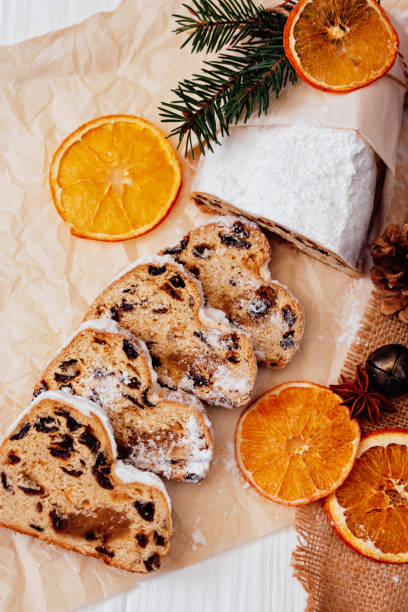 istock Christmas stollen on wooden background. baking for xmas 1768960636