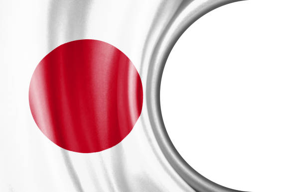 Abstract illustration, Japan flag with a semi-circular area White background for text or images.