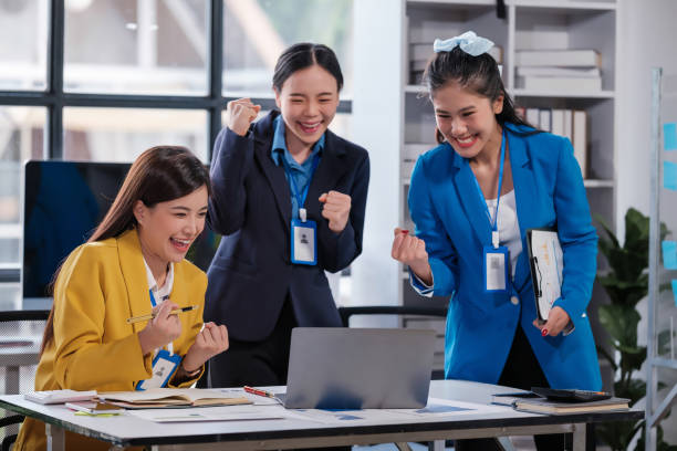 istock Happy overjoyed business team celebrate corporate victory 1768967053