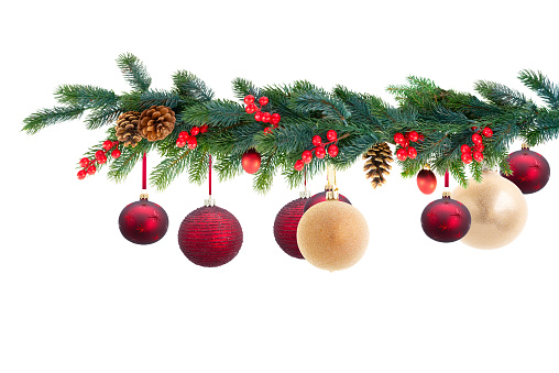 Christmas garland on isolated white background