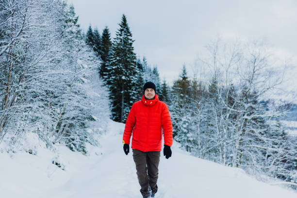 istock Happy Man Admiring Winter Outdoors Hiking in Mountain Forest through Deep Snow 1768969911