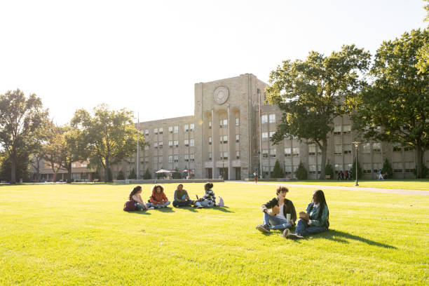 University students hanging out in campus