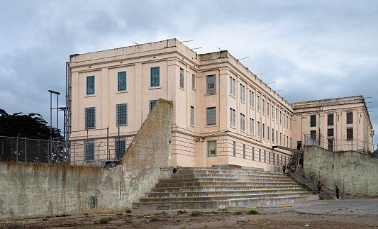 A View of the Alcatraz Cell House from the Recreation Yard