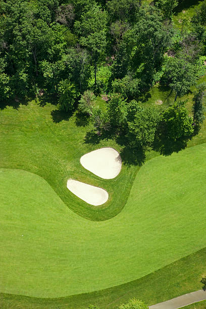 istock Aerial view of golf fairway and bunkers 176897695