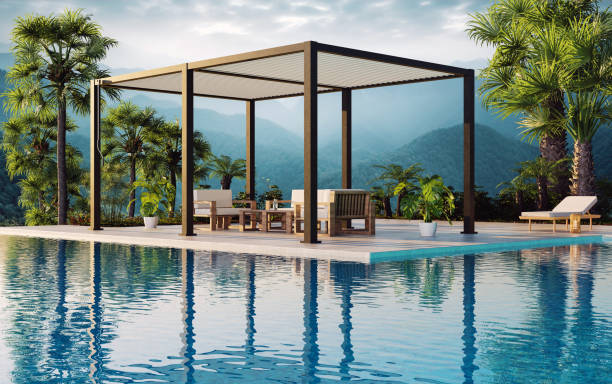 istock 3D illustration of a 6 pole anthracite pergola 1768979990