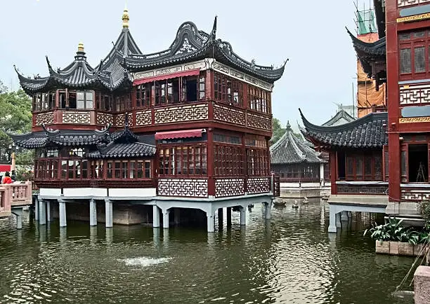 The Huxinting Tea House in the old town of Shanghai.