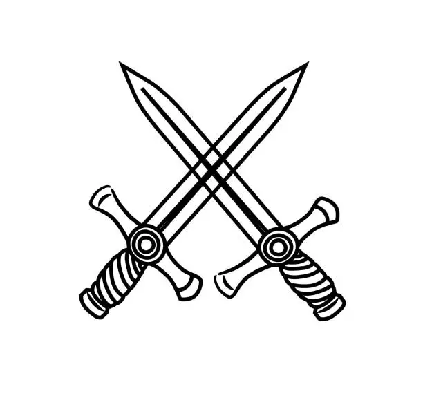 Vector illustration of two crossed swords