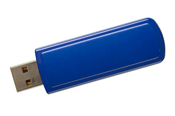 Photo of A plain blue USB flash memory drive