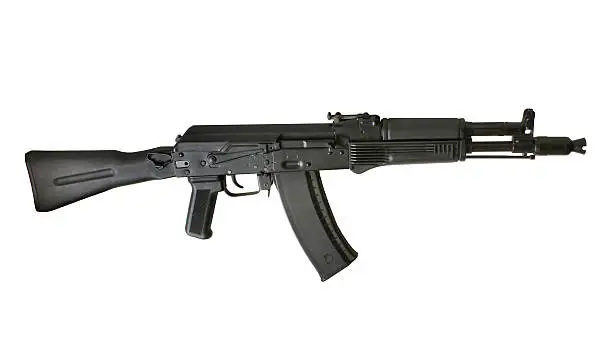 Kalashnikov AK-105 machine gun isolated on the white background