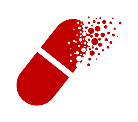 Dispersing tablet medicine icon. Vector Illustrator.