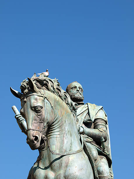 Florence - The equestrian statue of Cosimo I de Medici. Piazza della Signoria The equestrian statue of Cosimo I de Medici by Gianbologna Cosimo stock pictures, royalty-free photos & images