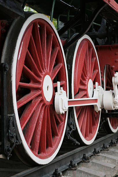 istock Red locomotive wheels 176898917
