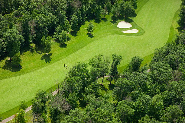 istock Aerial view of golfers in a fairway 176899595