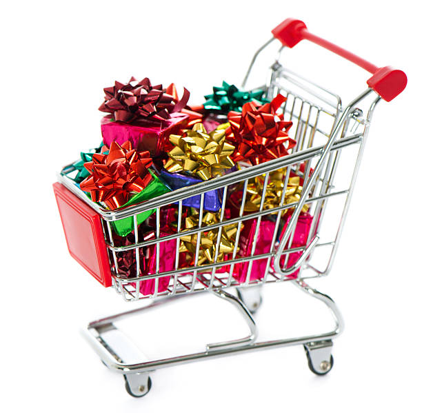 istock Shopping cart with colorful christmas gift boxes 176899718