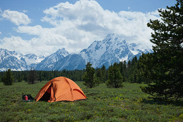 istock Campsite out west below beautiful Wyoming mountains 176900087