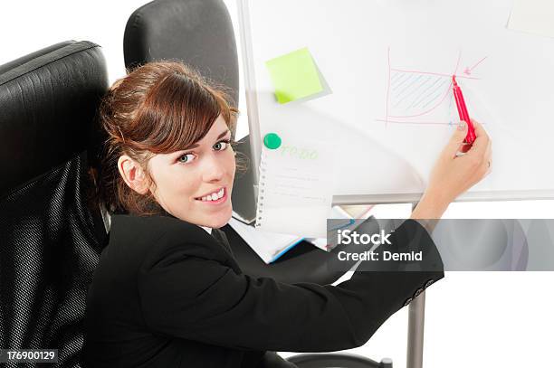 Business Lady At A Whiteboard Stock Photo - Download Image Now - Adult, Adults Only, Assistance