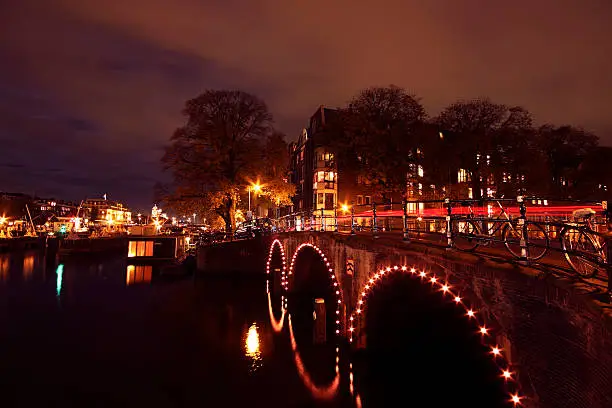 Cityscenic in Amsterdam innercity the Netherlands at night