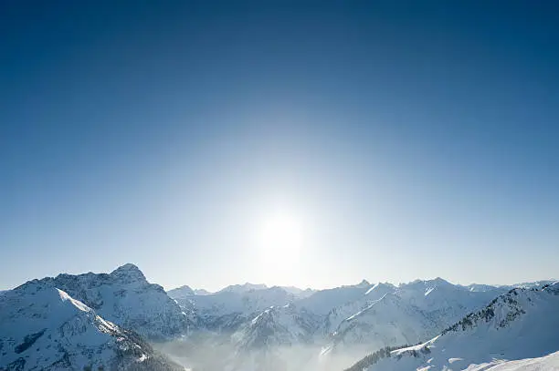 Bird's Eye View on a sunny winter day - Mittelberg in Austia - Kleinwalsertal - Adobe RGB