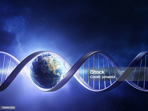 글로잉 지구별 Dna 스트랜드 DNA에 대한 스톡 사진 및 기타 이미지 - DNA, 지구본, 행성 지구