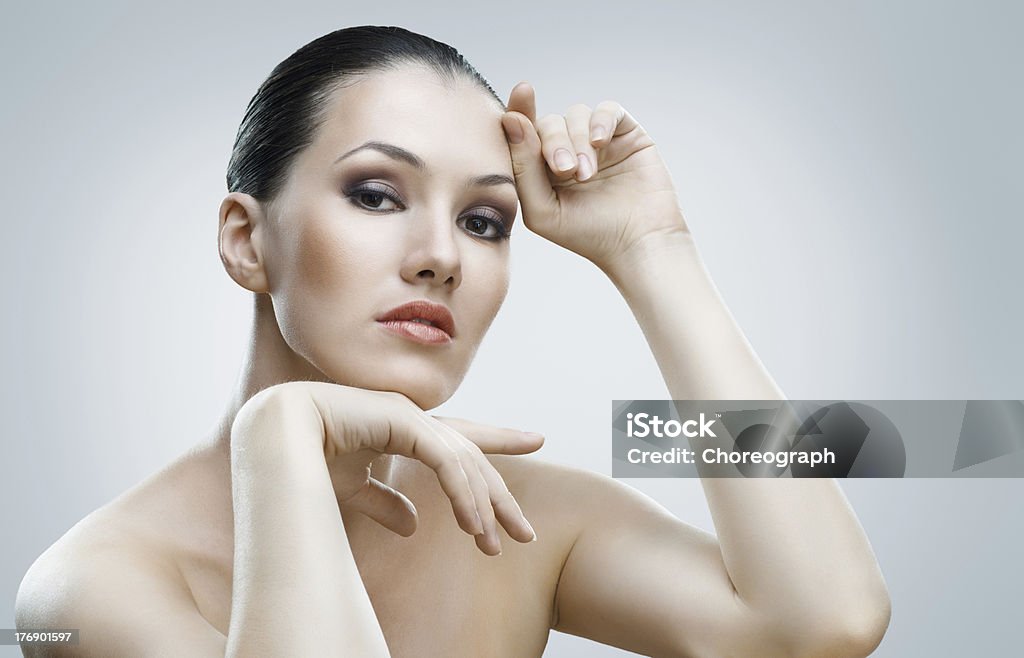 beauty portrait a beauty girl on the grey background 20-29 Years Stock Photo