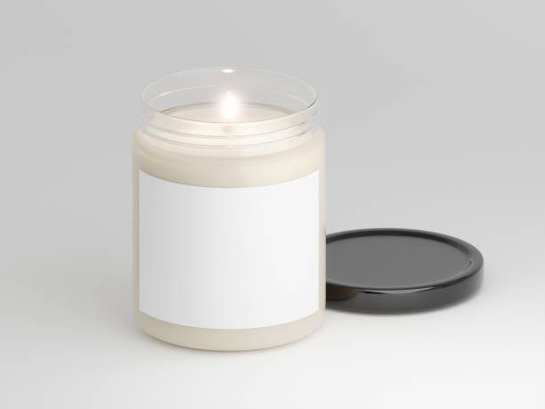 istock Scented glass lit candle with blank label for personalization 1769018302