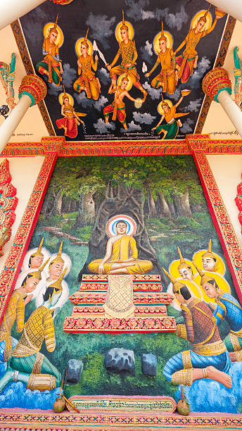 istock Religious painting at Buddhist temple in Sisophon, Cambodia 176902607