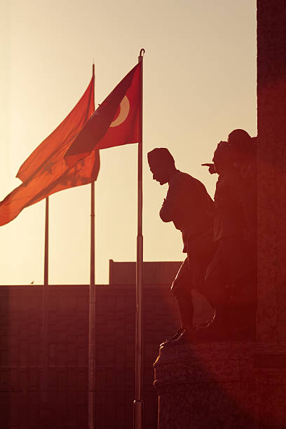 Sunflare at Independence Monument at Taksim Square, Istanbul