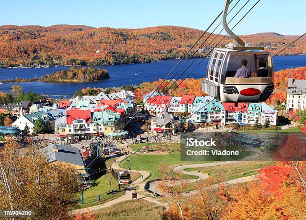 View Of Mont Tremblant Lake Village Quebec Canada In Fall Stock Photo - Download Image Now