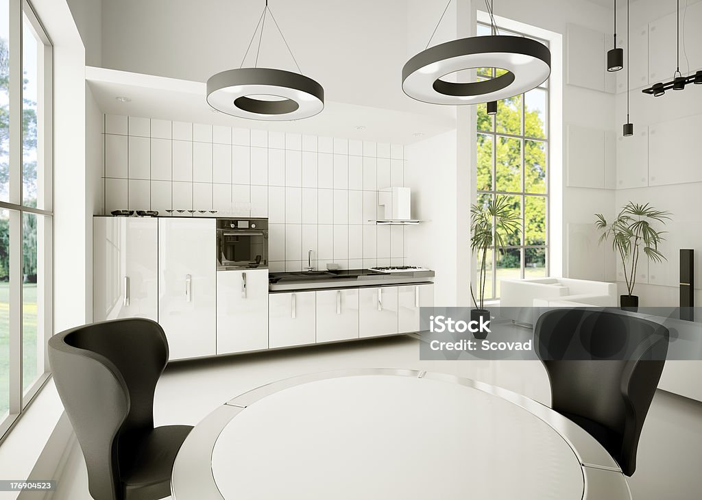 Interior da cozinha moderna 3d - Foto de stock de Aconchegante royalty-free
