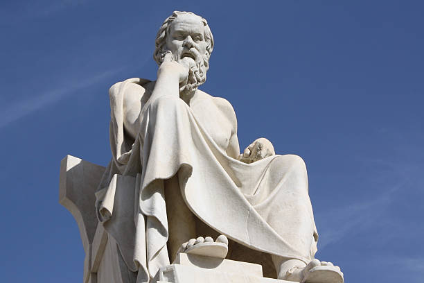 Statue of Socrates in Athens, Greece "Neoclassical statue of ancient Greek philosopher, Socrates, outside Academy of Athens in Greece." ancient greece stock pictures, royalty-free photos & images