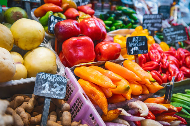 istock Close up. Vegetables on the counter at a Spanish bazaar. 1769054894