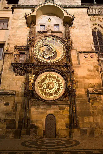 "tower-clock from Prague in th night by Nicholas from Kadan and Jan Sindel, 1410"