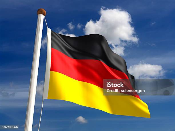 Germany Flag Stock Photo - Download Image Now - Clipping Path, Cloud - Sky, Cloudscape