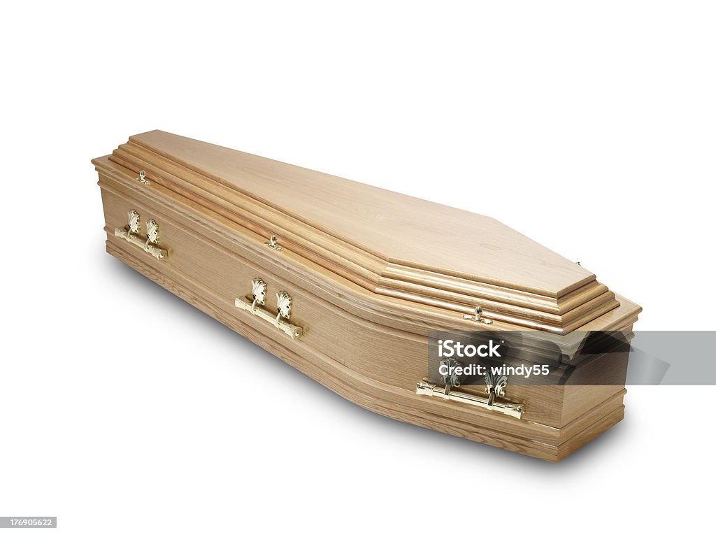oak ataúd casket Aislado en blanco con trazado de recorte - Foto de stock de Ataúd libre de derechos