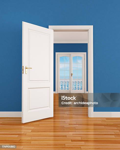 Blue Empty Interior Stock Photo - Download Image Now - Apartment, Balustrade, Blue