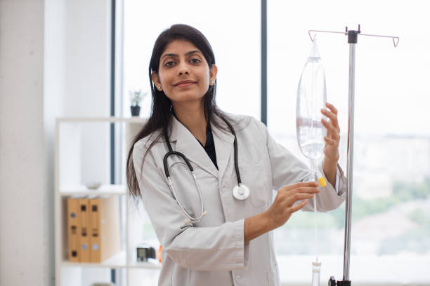istock Female hospital worker preparing drop counter at office 1769060019