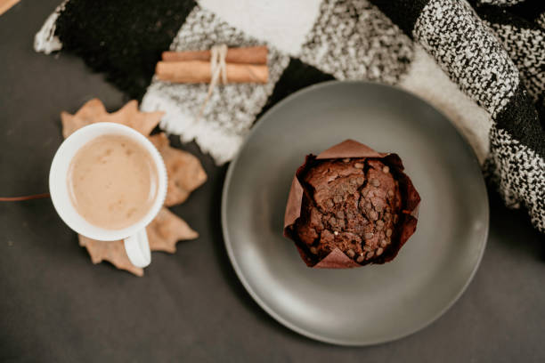 cup of coffe and chocolate muffin