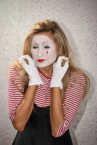 pantomime - clown mime sadness depression stock-fotos und bilder