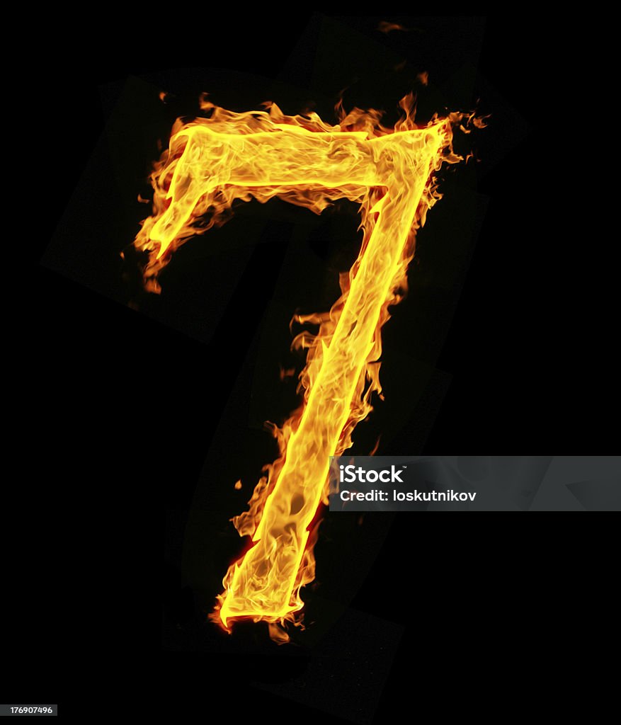 fire figure "7 (seven), fire figure" Black Color Stock Photo