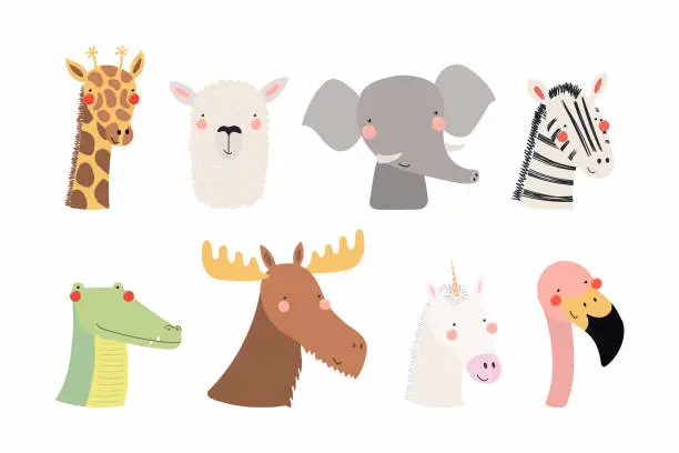 Vector illustration of Cute little animals set