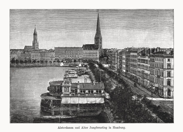istock Alsterdamm and Alter Jungfernstieg, Hamburg, Germany, wood engraving, published 1894 1769146602