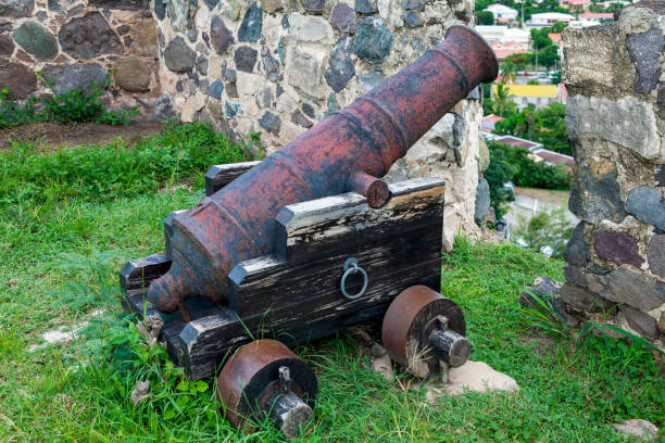 Ancient exterior artillery  seen up close.