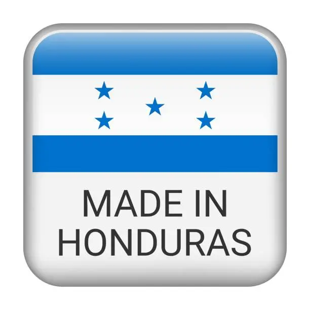 Vector illustration of Made in Honduras badge vector. Sticker with stars and national flag. Sign isolated on white background.